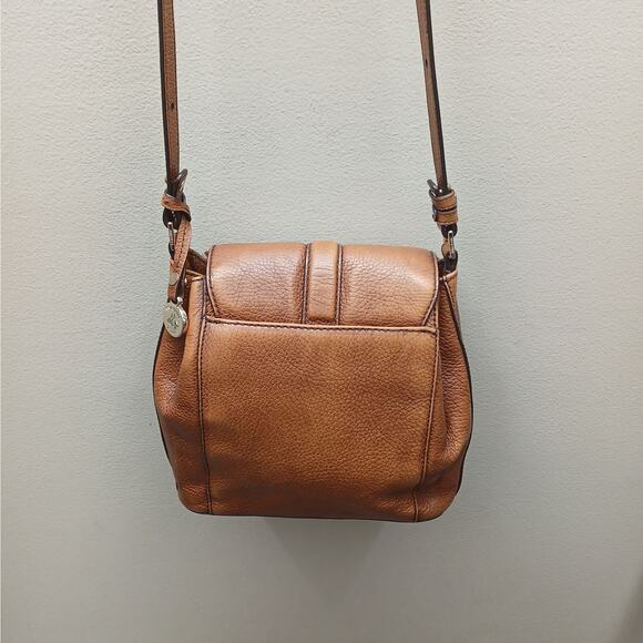 Brahmin Genuine Pebbled Leather Flap Shoulder Crossbody Bag Retro Twist Lock - Picture 10 of 15